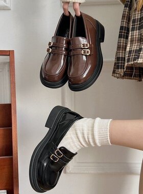 棕色学院风小皮鞋女玛丽珍女鞋日系jk鞋子英伦风鞋乐福鞋通勤单鞋