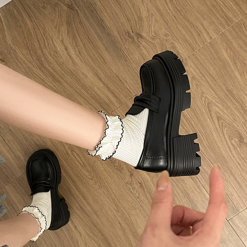 鞋子女款英伦风厚底小皮鞋