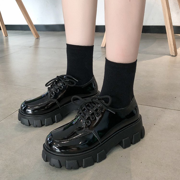 厚底新款显瘦乐福jk制服风松糕鞋