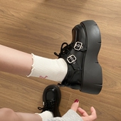 小个子厚底增高女鞋 系带单鞋 英伦风乐福鞋 女松糕复古玛丽珍小皮鞋