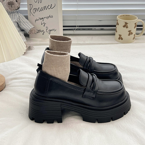 黑色单鞋春秋新款乐福小皮鞋