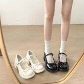 温柔仙女风浅口粗跟玛丽珍小皮鞋 女2025新款 女鞋 法式 配裙子高跟鞋