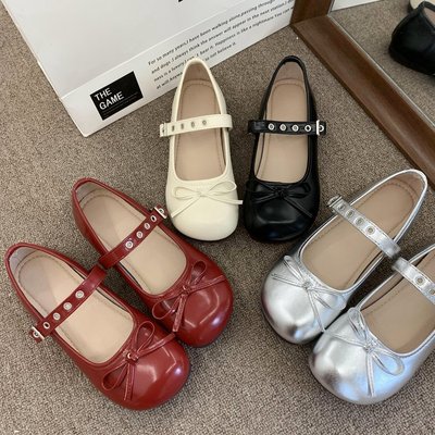 法式复古芭蕾平底玛丽珍小皮鞋