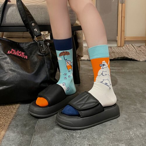 WMYSOCKS AB不对称精梳棉创意网红鸳鸯袜ins中高筒街头百搭袜子女