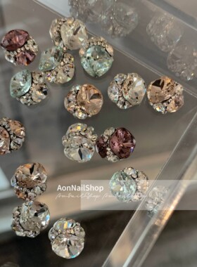 AONNAIL【钻】美甲k9成品堆堆钻高级超闪肥方多切面透明粉轻奢紫