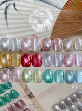 QJforu奇迹喵喵猫眼甲油胶E01-E12缎光碎冰猫眼罐装甲油胶单罐[A]