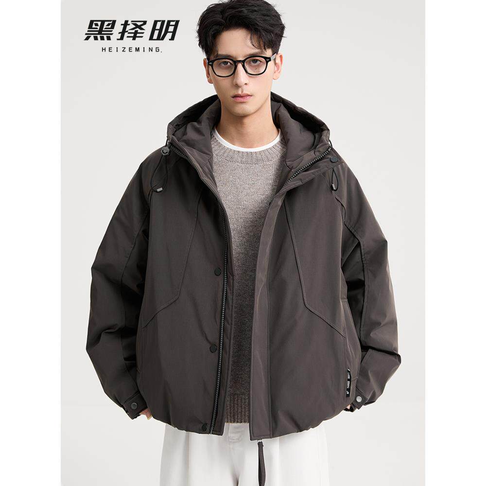 男士连帽夹克式外套25冬季新款户外挡风保暖短款休闲羽绒服