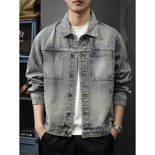 2025秋季重磅水洗痞帅牛仔外套男美式复古秋冬宽松大码工装夹克潮