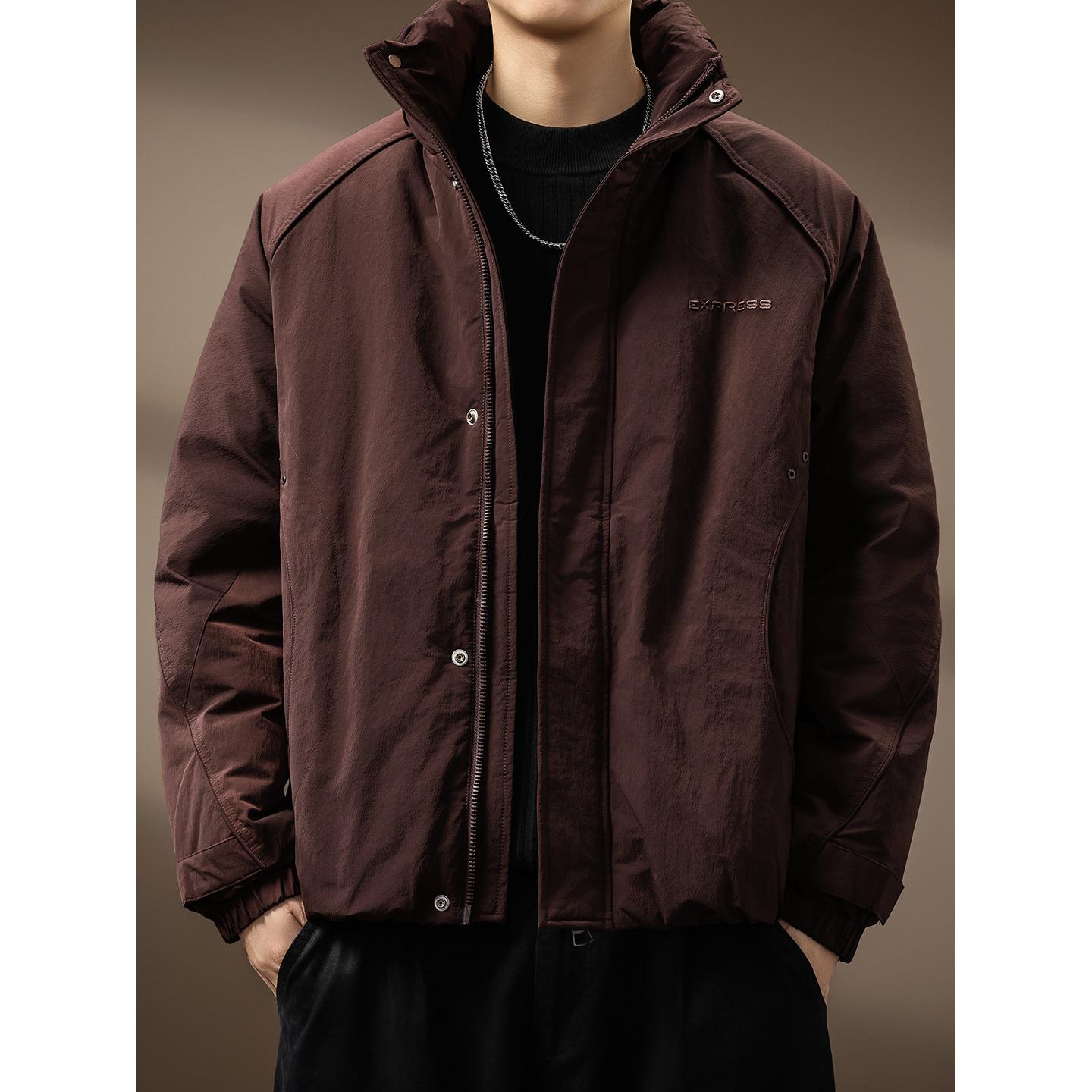 高端无帽立领90羽绒服男士冬季加厚保暖休闲运动夹克短款防寒外套