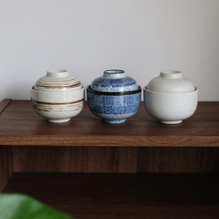 朴简杂货 日式复古陶瓷炖盅蒸蛋碗 盖碗隔水炖盅燕窝碗甜品汤碗