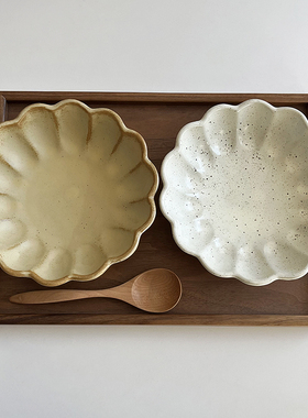 朴简杂货 日式窑变复古侘寂风粗陶盘 菜盘 做旧饭盘陶瓷盘子