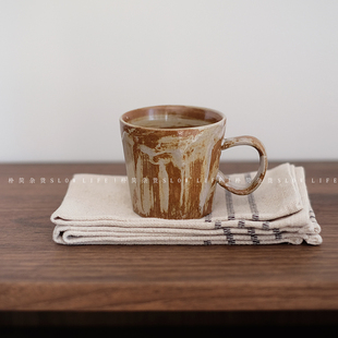 经典复古粗陶咖啡杯 包邮日式手工刷釉茶杯水杯牛奶杯小众