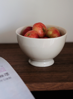 朴简杂货 复古陶瓷高脚碗 草木灰色汤碗米饭碗燕麦酸奶碗大碗面碗