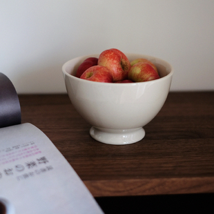 朴简杂货 复古陶瓷高脚碗 草木灰色汤碗米饭碗燕麦酸奶碗大碗面碗