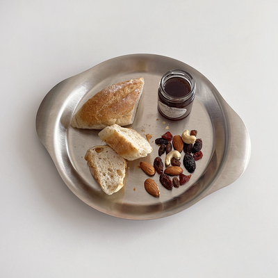 朴简杂货双耳不锈钢餐盘