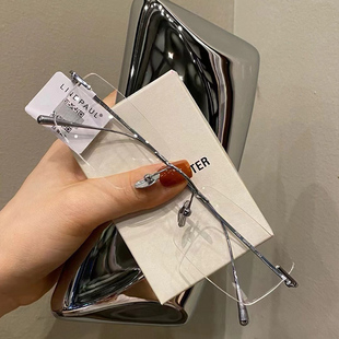 刘亦菲玫瑰的故事陈瑶同款无框超轻纯钛眼镜框架防蓝光无边配近视