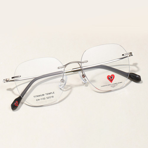 查尔斯桃心钛架眼镜框男女款时尚