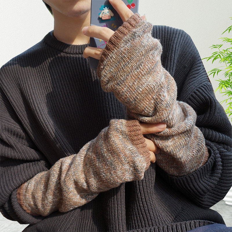 克拉斯卡秋冬新品男女情侣款韩版长款毛线针织臂套保暖触屏