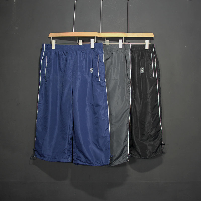 外贸单男士夏季双层网眼速干七分裤户外宽松休闲直筒裤束脚裤马裤