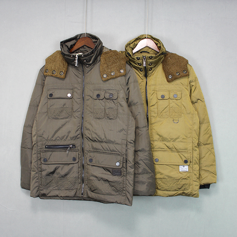 美式大码男士冬季加厚连帽中长款白鸭绒羽绒服青年休闲多口袋外套