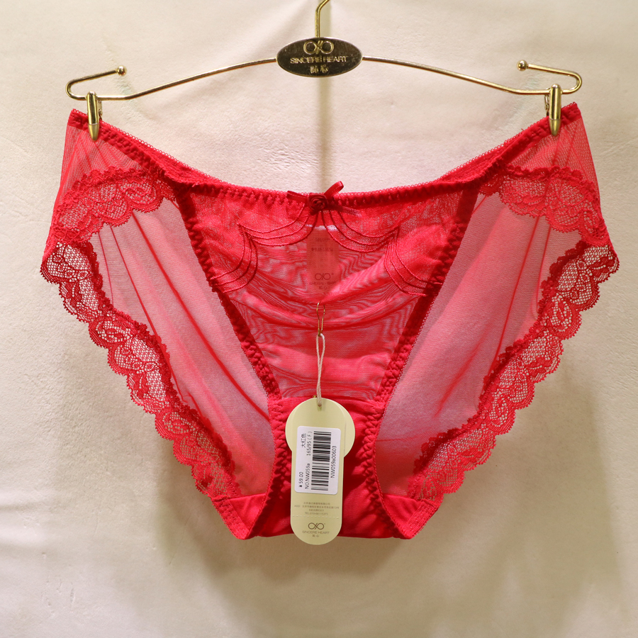 訫心大红性感蕾丝女士内裤买4送1