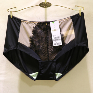 爱戴1420高弹牛奶丝轻奢钻饰包臀不夹镂空蕾丝边中腰三角女士内裤