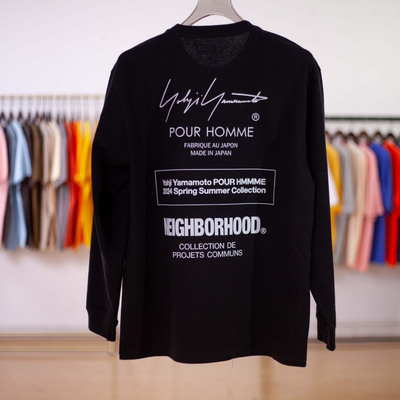 NEIGHBORHOOD 美系潮牌后背经典字母印花图案休闲运动长袖T恤男女
