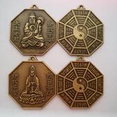 南慧工艺饰品配件太上老君观音菩萨八卦合金吊牌直径3厘米 保平安