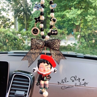 正版skullpanda熊猫热潮系列汽车挂件内饰吊坠车载后视镜正品泡泡