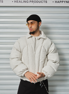 ComicTree C.t 2025冬季翻领贝壳分割棉服男士棉袄新款美式外套潮