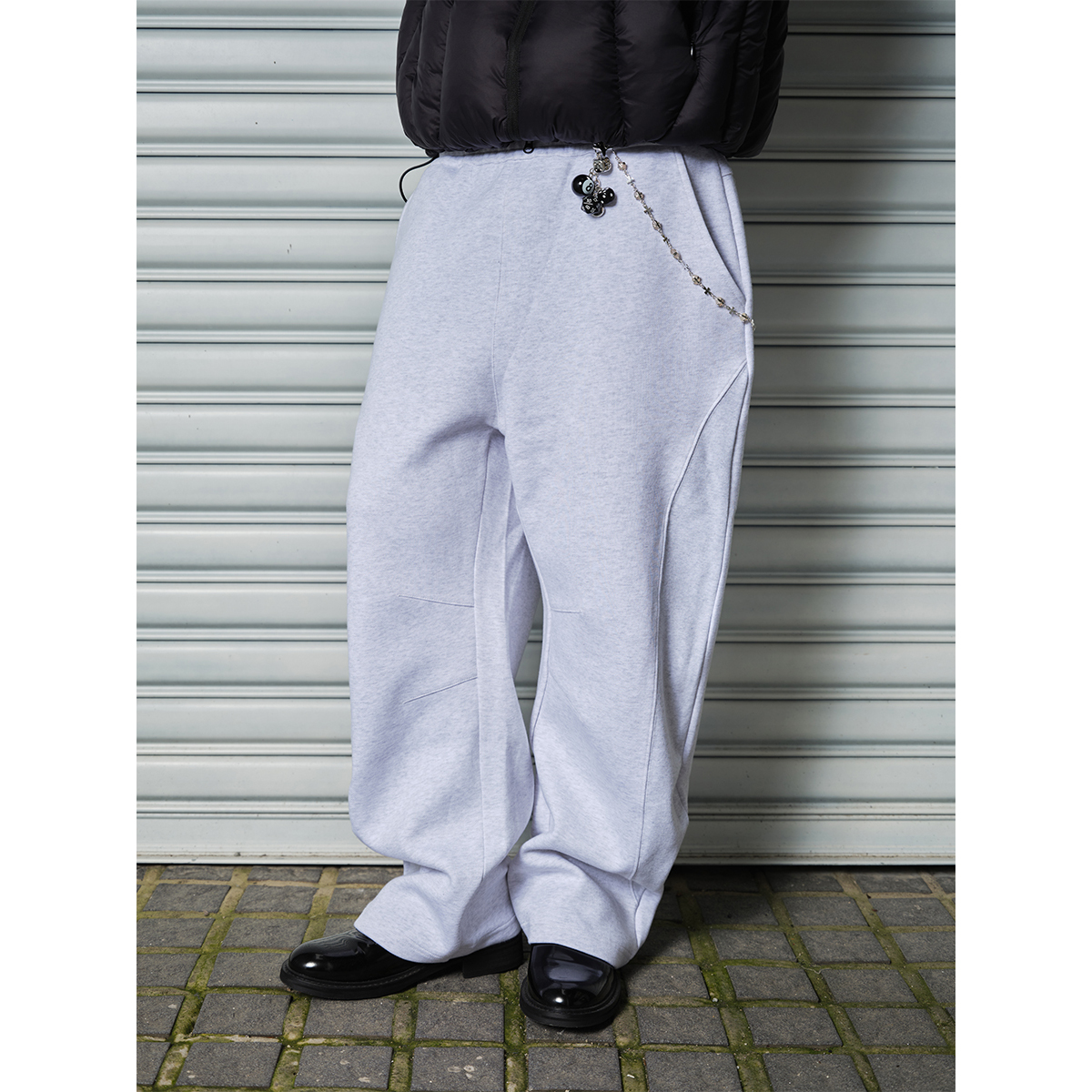 C.t2025冬季拼接弯刀暖棉卫长裤