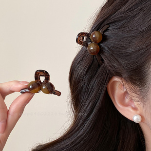复古琥珀色樱桃小抓夹女公主头前额刘海碎发夹2026新款鲨鱼夹发饰