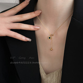 黑白双面罗马数字圆盘项链女时尚 高级感锁骨链简约百搭脖颈链配饰