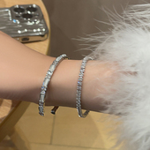 轻奢贝母满钻锆石蛇形手镯女小众设计感精致开口手环时尚 气质手链