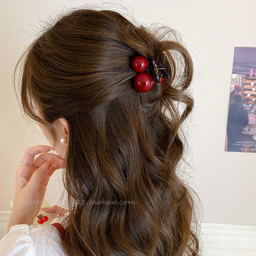 精致独特樱桃小号发夹女侧边碎发刘海夹可爱少女半抓发鲨鱼夹抓夹
