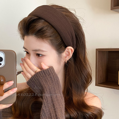 春秋咖色宽边发箍女2026新款高颅顶头箍高级感洋气时尚发卡头饰