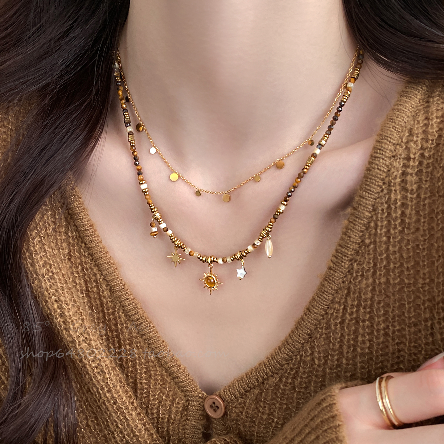 美拉德串珠项链女款2025新款