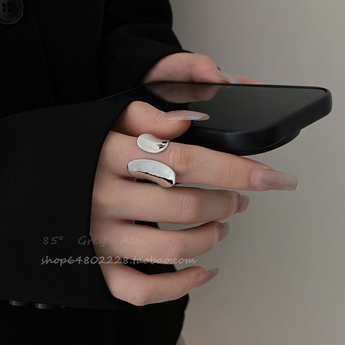 小众设计感不规则宽面戒指女简约百搭重工开口指环时尚气质食指戒 - 封面