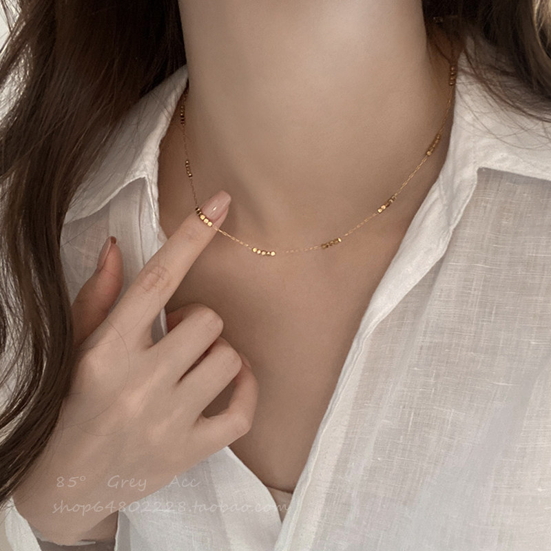 简约气质金色小方块锁骨链女2026新款爆款脖颈链小众设计项链配饰