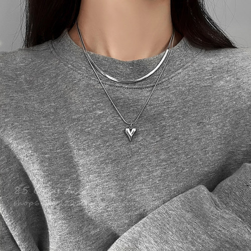 高级又耐看的叠戴双层爱心项链
