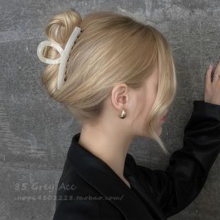 透明色特大号一字醋酸发夹女小众设计发量多抓夹后脑勺盘发鲨鱼夹