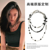倪妮同款 大溪地黑珍珠项链女轻奢气质锁骨链小众设计高级感脖颈链