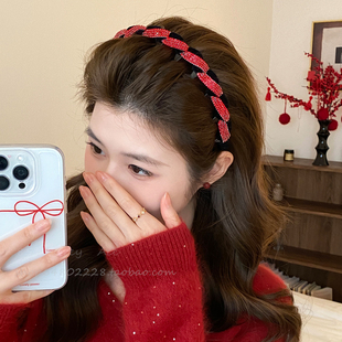 轻奢闪钻带齿发箍女高级感精致洋气时尚头箍高颅顶发卡洗脸头饰