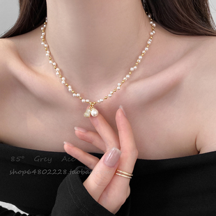 轻奢小众夸张珍珠项链女2025新款 饰 颈链高级感锁骨链母贝配饰品装