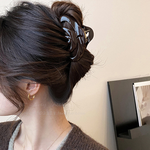 复古大号发量多盘发南瓜抓夹女小众设计后脑勺鲨鱼夹时尚气质发夹
