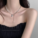 爱心珍珠钛钢流苏项链女轻奢高级感不掉色锁骨链2025新款 百搭配饰