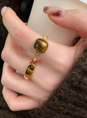 复古琥珀戒指女秋冬新款