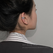 85度灰精致锆石双层无耳洞耳骨夹女ins风轻奢小众设计感气质耳饰