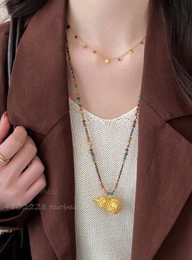 新中式天然石串珠项链女中国风