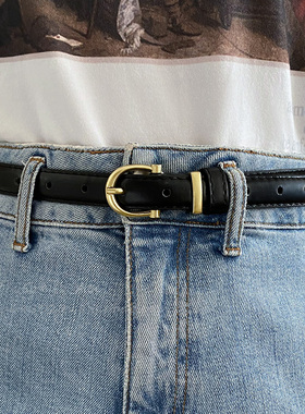 超百搭高级感黑色细腰带女复古气质牛仔裤皮带韩版ins风裤带装饰